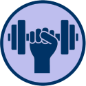 an icon of a hand holding a dumbbell